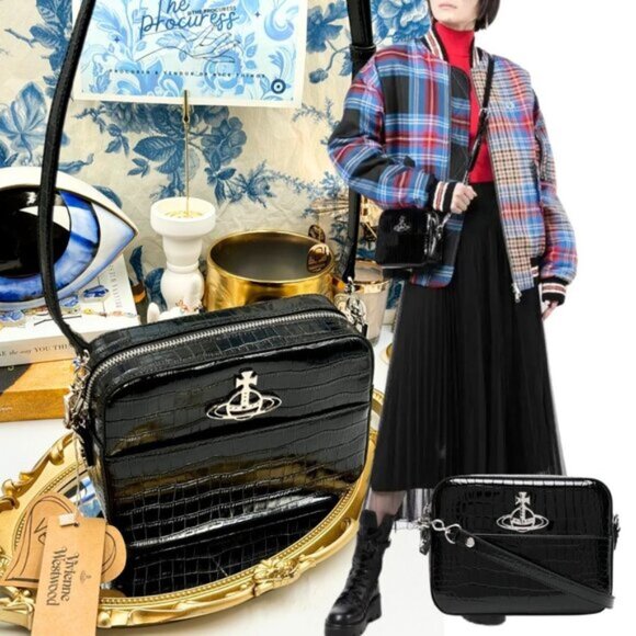 Vivienne Westwood Handbags - 🆕 VIVIENNE WESTWOOD 🧿 NWT Rachel Camera Crossbody Bag - Vegan Croc - AUTH